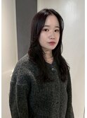 韓国前髪顔周りロング×レイヤーグレージュ[堀江/髪質改善]