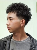センターパート/ツーブロック/アクティブショート/針金パーマ