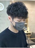 ツイスパセンターパートマッシュ波巻きダウンパーマメンズ目黒