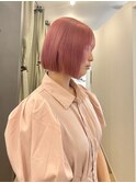 20代 30代 40代 ボブ ハイトーン ホワイトピンク カシスピンク
