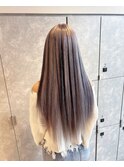 ロング10代20代30代プルエクステWカラーグレージュ黒メッシュ