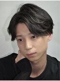 メンズショートビジネスツーブロックセンターパートフェード