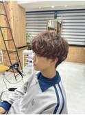 メンズパーマ　ピンクベージュ