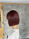 切りっぱなしぱっつんボブ　透明感カラー髪質改善ショートカット