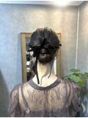 ★参列ヘアアレンジ/リボンヘア/お団子スタイル