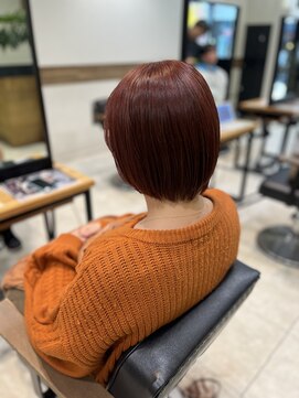 ケンジ 南林間(KENJE) ショートボブ×レイヤー×レッドカラー【南林間】