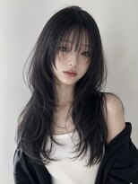 ユーフォリア 新宿通り(Euphoria)&nbsp;無造作ハッシュカット韓国ヘア黒髪ロングレイヤーストレート