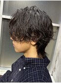 調布メンズパーマシャドウパーマシースルーマッシュウルフゆるめ