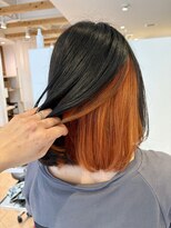アズールサン 草加西口店(azule-sun)&nbsp;インナーカラー,オレンジ,ブリーチ,デザインカラー,ボブ【草加】