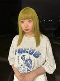 ハイトーン/デザインカラー/ミディアムストレート/10代20代30代