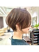 前髪あり耳掛け丸みくびれショートボブ20代30代40代50代(蘭)