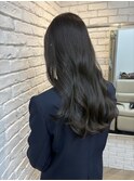 重めロング／暗髪グレージュ