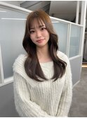 ブリーチ無しカラー透明感カラーオリーブベージュ韓国風巻き髪