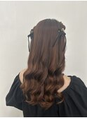 【ヘアセット】ねじりハーフアップ