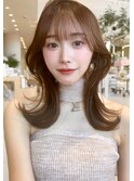 【MINX】くびれヘアアプリコットオレンジハイライトカラー表参道