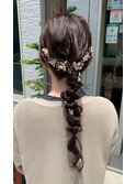 編みおろし　玉ねぎヘア　結婚式お呼ばれヘアアレンジ