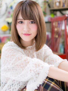 カバーヘアアンドスパ ブリス 浦和(COVER HAIR&SPA bliss) 大人ガーリー斜めバング小顔ワンレングスボブc7浦和20代30代40代