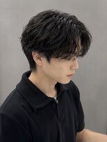 《メンズ/曲がる縮毛矯正/メンズパーマ》nui MEN 茨木店&nbsp;ワンホンレイヤー/ミルクティーブロンド/ダークブルー/茨木