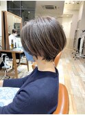 大人ショートボブ×アッシュベージュ