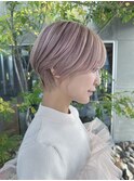 ハイトーンショート/20代30代/金髪ショート/ピンクホワイト
