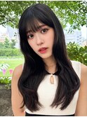 黒髪ロング/前髪あり/韓国風/顔周りレイヤー/髪質改善