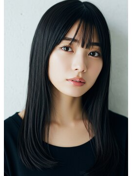 エフェクト 川崎(effect) 黒髪ロングヘアストレートヘアストレートパーマ前髪