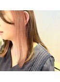 10代20代インナーカラーパールピンク顔まわり小顔カット