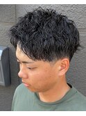 MEN’S HAIR/ブルーブラック/フェザーパーマ/サーフカールJ11