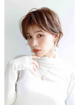 ムウ 難波(MOU) ショート暗めカラーグランマッシュデザインカラー20代30代40代