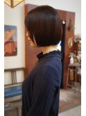 切りっぱなしボブ深みブラウン髪質改善トリートメント韓国ヘア
