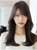 くびれミディアムハッシュカットダークアッシュモカブラウン