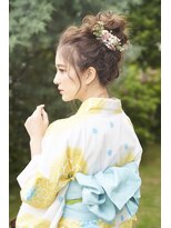 ヘアメイクサロンシャルメ(Hair Make Salon CHARMER)&nbsp;浴衣☆夏祭りおだんごスタイル☆ドライフラワーアクセ付き