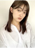 【中澤彩乃】切りっぱなしぱっつん前髪ベージュ透け感カラー