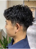 ツイストスパイラルパーマ波巻きスパイラル刈り上げマッシュ