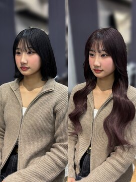 エル ヘアサロン なんば店(eL) 初カラー&初エクステでワインレッド【SYURI】