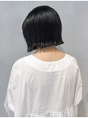 【吉田江梨】外はねボブ地毛風ストレートパーマ透明感カラー