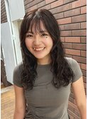 ラベンダーカラー/くりっとロングパーマ