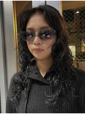 くるくるパーマ　ウルフパーマ　ウルフカット　ブルーブラック
