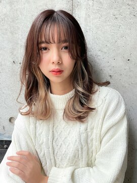 エミュ 天文館店(eMu) ココアブラウン×インナーカラーミルクティー