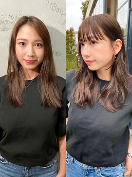 ノラ ヘアーサロン(NORA HAIR SALON) ナチュラル小顔前髪あり後れ毛サイドバング結べるボブくびれヘア