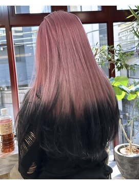 ヲタク(wotaku.) ピンクカラー裾カラーデザインカラーピンクラベンダーブリーチ