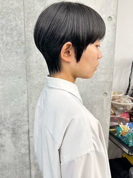 モリオ(morio) ＊黒髪ショート丸みショート前髪ありマッシュショート30代40代1