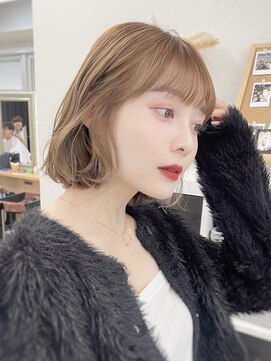 サンド クリア 横浜本店(sand clear) ふわふわボブ/横浜ボブ/ボブアレンジ/顎下2センチボブ/ベージュ