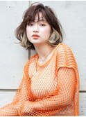ベージュインナーカラー/ゆるふわパーマ風スタイル/レイヤーボブ