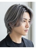 トリプルカラーバレイヤージュシルバーカラーグレーカラー