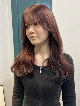ヌープヘアーアイス(NUUP.hair ici) 艶めくブリーチなしピンク◎大人可愛い韓国風レイヤー
