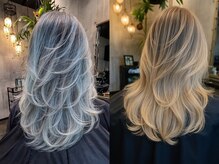 白髪がある方でも出来るバレイヤージュスタイルです。