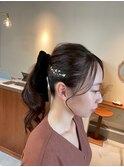 パーティーお呼ばれヘアアレンンジ ポニーテール