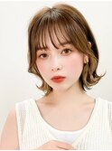 韓国風Aラインボブ【水越ショコラベージュ カール くびれヘア