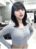 ミディアムレイヤーカット/くびれヘア/20代30代/インナーカラー